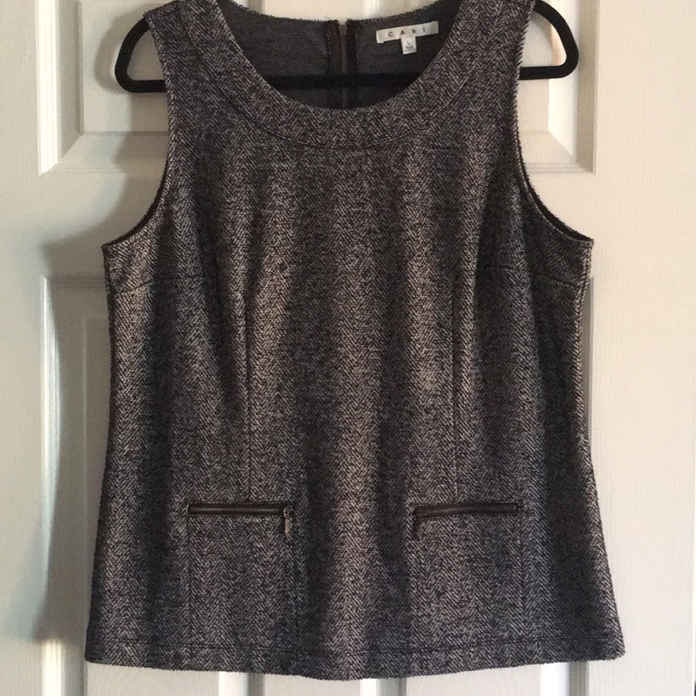 CAbi grey and black winter Cece shell EUC